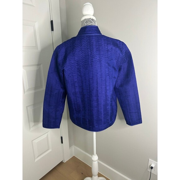 Chicos Womens 100% Silk Textured Jacket Size 0 US Blue Art to Wear Boho - Picture 3 of 7